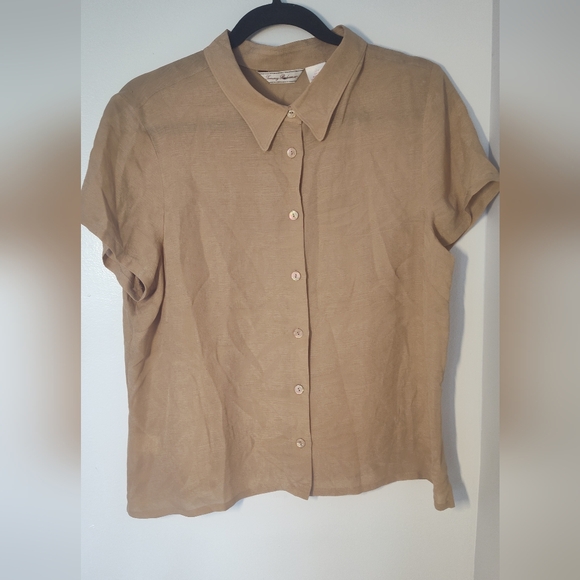 Tommy Bahama Silk Beige Shirt Size L #589 - Picture 1 of 3